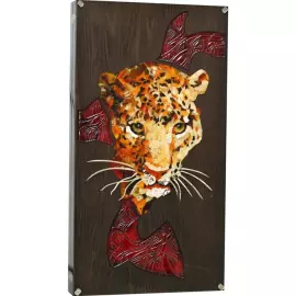 Backgammon made of stained oak and amber "Leopard" collection "Legends of the world"